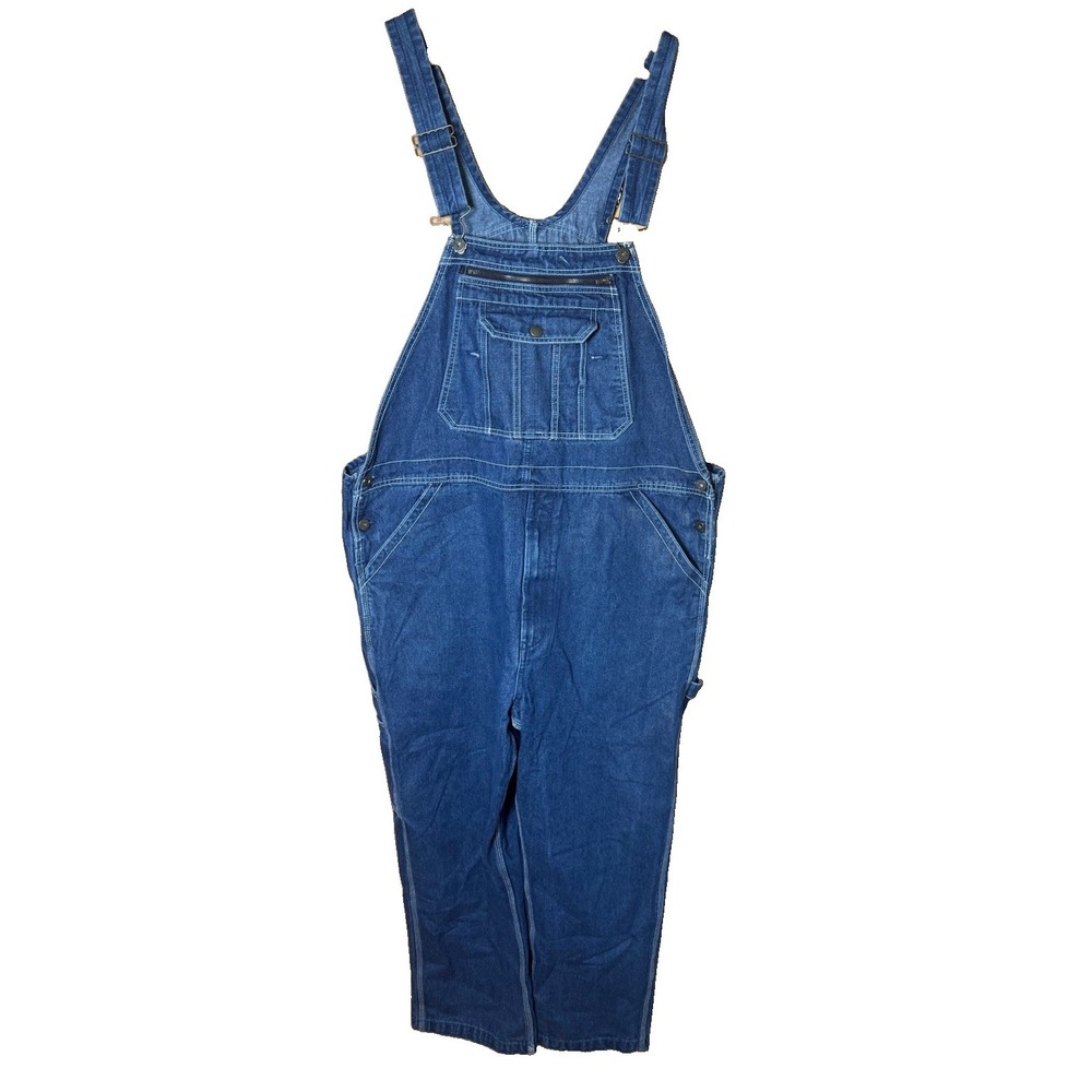 Real Work Wear Men's Denim Bib Overalls Relaxed Fit Blue 42W 31L Workwear NWOT